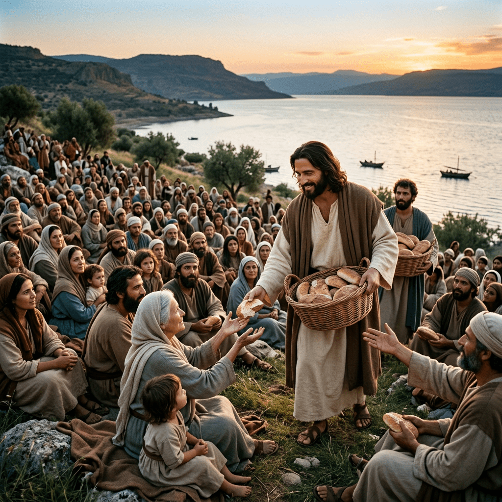 Jeesus ruokki kansan viidellä leivällä ja kahdella&nbsp;kalalla